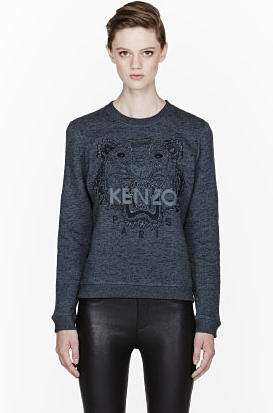 Kenzo Charcoal Embroidered Tiger Sweater Fall 2013 Fashion