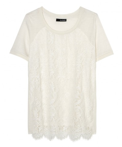 The Kooples T-SHIRT WITH LACE RAGLAN PANEL