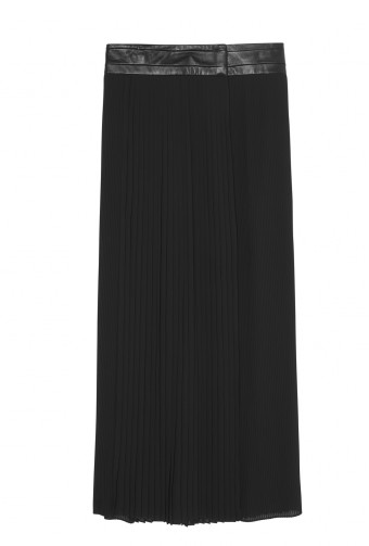The Kooples LONG PLEATED SKIRT WITH LEATHER BELT