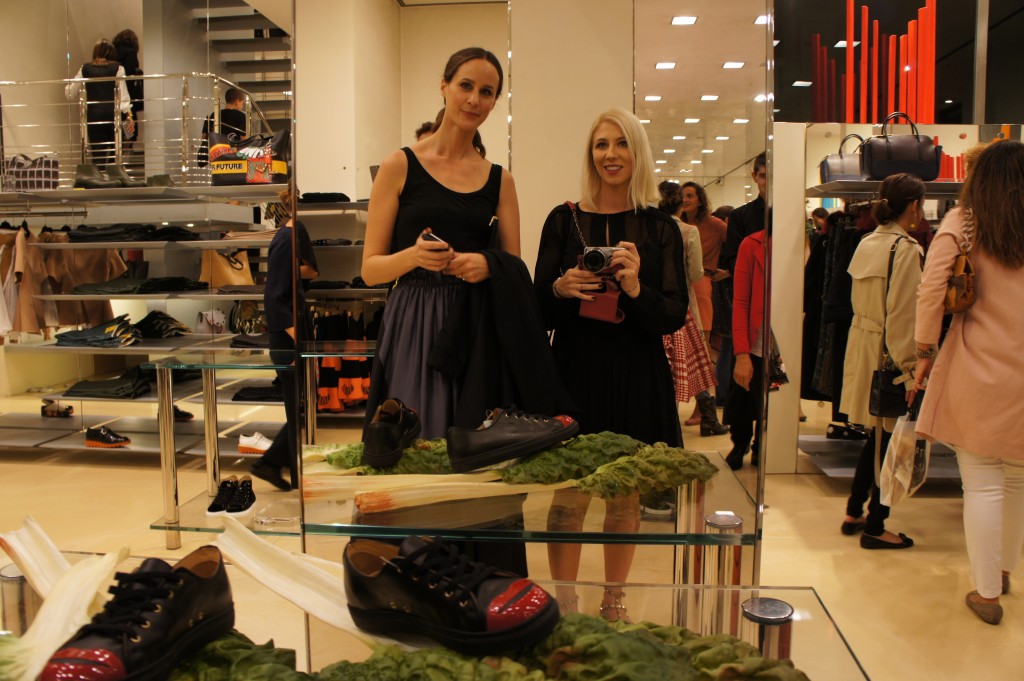 Esther Loewe and Katrina Olson-Mottahed in Biffi Boutique Milan Fashion Week 2015